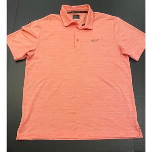 Greg Norman for Tasso Ella orange Polo LARGE play dry S/L golf 3/4 button down